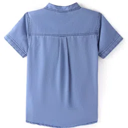 TONYBOY Half Sleeves Solid Denim Shirt - Blue image 3