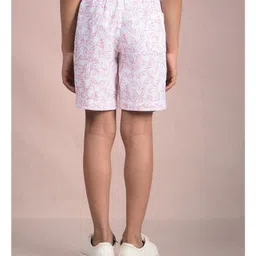 CRIMSOUNE CLUB Cotton Woven Leaves Printed Shorts - Peach image 3