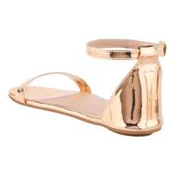 Shoetopia Glossy Finish With Buckle Closure Sandals - Rose Gold image 3