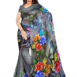 SHIVAM FABRICS Floral Poly Georgette Saree-picture-10