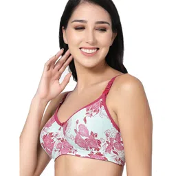 Inner Sense Organic Cotton Sleeveless Floral Printed Anti Odour Full Coverage Maternity Bra With Anti Microbial - Bright Pink image 4