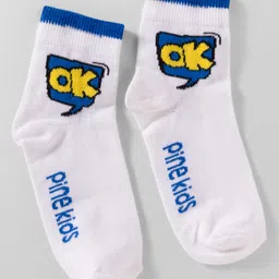 Pine Kids Cotton Knit Ankle Length Socks With Text Design Pack Of 4 ( Colour May Vary ) image 3