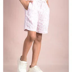 CRIMSOUNE CLUB Cotton Woven Leaves Printed Shorts - Peach image 4