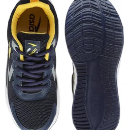 asian Mesh Detailed & Colour Blocked With Lace Up Running Shoes - Navy Blue & Mustard image 5
