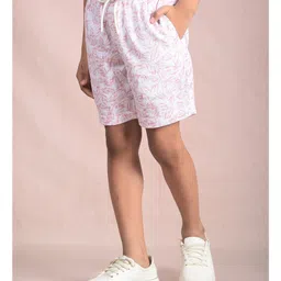 CRIMSOUNE CLUB Cotton Woven Leaves Printed Shorts - Peach image 5