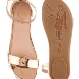 Shoetopia Glossy Finish With Buckle Closure Sandals - Rose Gold image 5