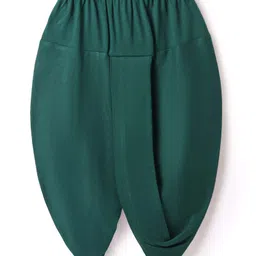 EARTHY TOUCH Single Jersey Knit Full Sleeves Dhoti Kurta Set With Floral Print - Dark Green image 5