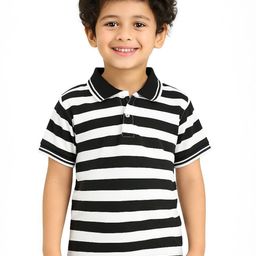 CHILINS Boys Striped Polo Collar Cotton T-shirt-picture-14