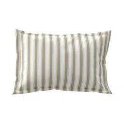 Salona Bichona Grey Striped Pure Cotton 120 TC Single Bedsheet with 1 Pillow Covers image 4