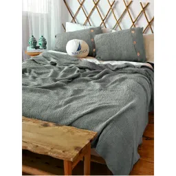 Nautica 100% Cotton King Bedsheet with 2 Pillow Covers with 4 Layers Seersucker-image-3