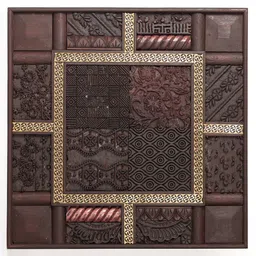 Exotic India Brown & Yellow Textured With Wooden Carved Framed Wall Decor-picture-27