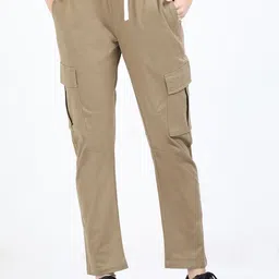 SWISS HORN Women Cotton Stretchable Cargo Trousers-image-32