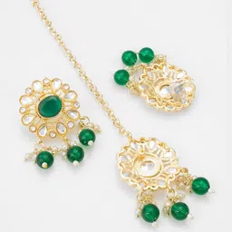 Anouk Gold Plated Kundan Studded & Beaded Jewellery Set image 2