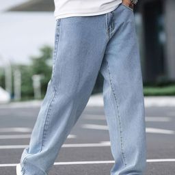 ANGERHOOD Men Cotton Baggy Fit Mid-Rise Light Fade Jeans-picture-23