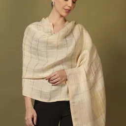 Pashmoda Women Checked Woven Design Shawl image 4