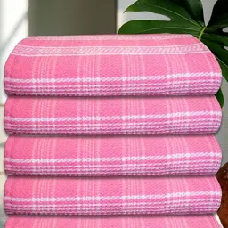 Athom Living Pink & White 5 Striped Cotton 210 GSM Bath Towel-image-22