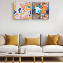 RANDOM White & Grey 2 Piece Canvas Wall Paintings image 3