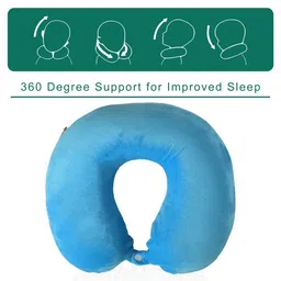 Aura Blue Memory Foam Filled Polyester Travel Pillow image 4