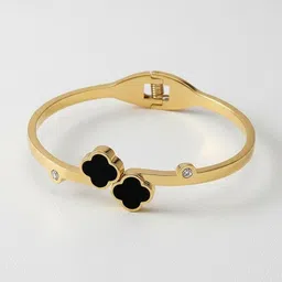 SZN Women Brass Handcrafted Gold-Plated Cuff Bracelet image 2