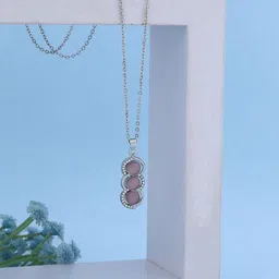 SZN Gold-Plated Cubic Zirconia Studded Circular Pendant With Chain image 3