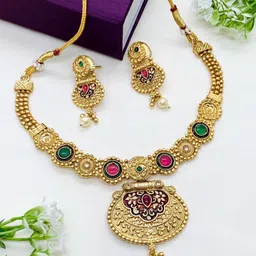 Hitarth Fashion Jewellery Gold Plated Stone Studded Jewellery Set-picture-10
