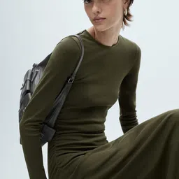 MANGO Back Slit Ribbed Sheath Midi Dress image 5