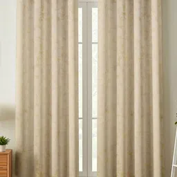 GEET CREATIONS Cream & Gold-Toned 2 Pieces Printed Velvet Window Curtains image 3