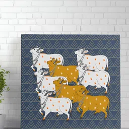 Livin'luxe Grey & White Pichwai Cow Birds And Animals Canvas Wall Art-image-13