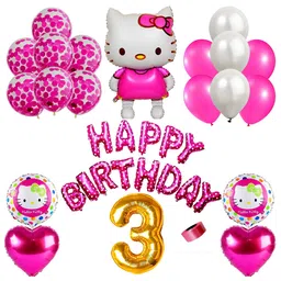 Shopperskart Hello Kitty Theme Third Birthday Balloons Decoration Combo Kit  Multicolor - Pack of 50-picture-45