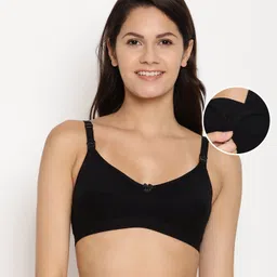 Bella Mama Cotton Elastane Anti-bacterial Nursing Bra - Black-picture-10