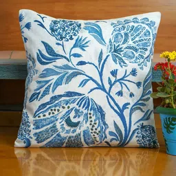 ZEBA Blue & White Embroidered Square Cushion Covers-picture-11