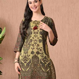 Anouk Rustic Floral Printed Tie Up Neck Pure Cotton Straight Kurta image 5