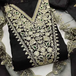 Peachmode Embroidered Organza Unstitched Dress Material-picture-26