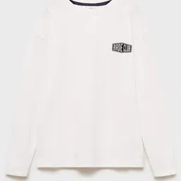 Mango Kids Boys Typography Printed Drop-Shoulder Sleeves Cotton T-shirt-picture-49