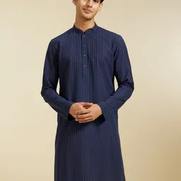 Diwas by Manyavar Striped Mandarin Collar Cotton Straight Kurta image 5