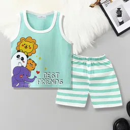 FOREVER FRIDAY Boys Printed Round Neck Sleeveless T-shirt with Shorts-image-40