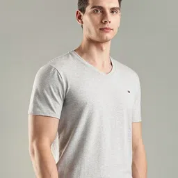 Tommy Hilfiger Men Solid V-Neck Cotton Slim Fit T-shirt image 2