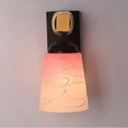 1ST TIME Pink & Pink Printed Wood Contemporary Frustum Shaped Wall Lamp image 4