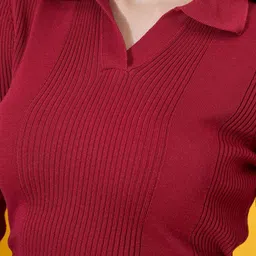 98 Degree North Self Design Shirt Collar Cotton Pullover Sweaters image 5