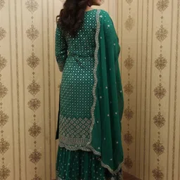 DWARKAPURI FASHION Embellished Silk Georgette Unstitched Dress Material image 2