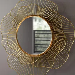 Urban Hamlet Golden Flower Frame Wall Mirror image 3