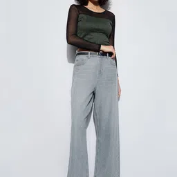 Ginger by Lifestyle Women Embellished Wide Leg Mid-Rise Pure Cotton Jeans-image-24