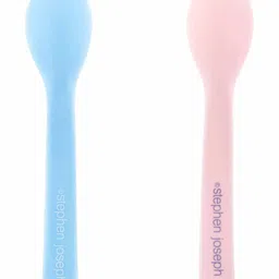 Stephen Joseph Silicone Baby Spoons Unicorn Design Pack of 2 - Blue Pink image 2