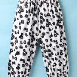 Kookie Kids Full Length Harem Pants Flower Print- White image 3