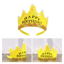 Syga LED Flashing Happy Birthday Light Up Crown - Yellow image 2