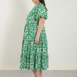 Vero Moda Curve Abstract Printed Puff Sleeve Fit & Flare Midi Dress image 3