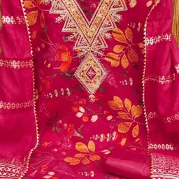 BlissFlair Floral Printed Sequinned Chanderi Silk Unstitched Dress Material-picture-26