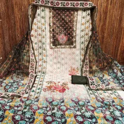 KIMISHA Floral Printed Sequinned Organza Unstitched Dress Material-image-30