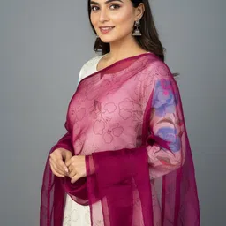 Sangria Ethnic Solid Organza Regular Dupatta image 4