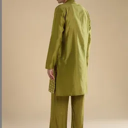 KALKI Fashion Men Ethnic Motifs Printed Regular Chanderi Silk Kurta with Trousers image 3